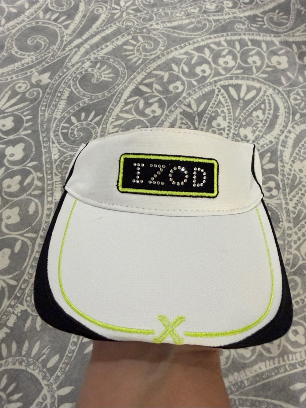 Izod White Visor with Neon Yellow Trim and Black Accents ‼️5 for 25 item‼️
